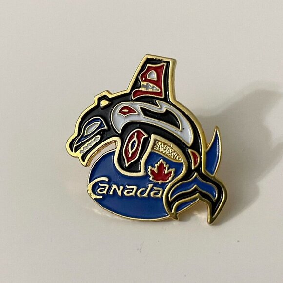 Vintage Crazy Canuck Native Orca Whale Canada Pin Made in Taiwan - Picture 6 of 7
